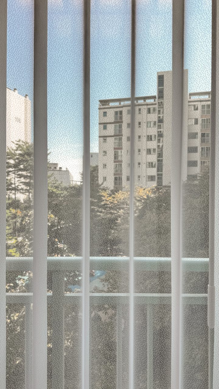 성북구 신동아 파밀리에 3층 유니슬렛 커튼 화이트 시공사례, 침실 쉬폰 · 허니콤 — 풀 채광 / 각도 조절 / 사생활 보호