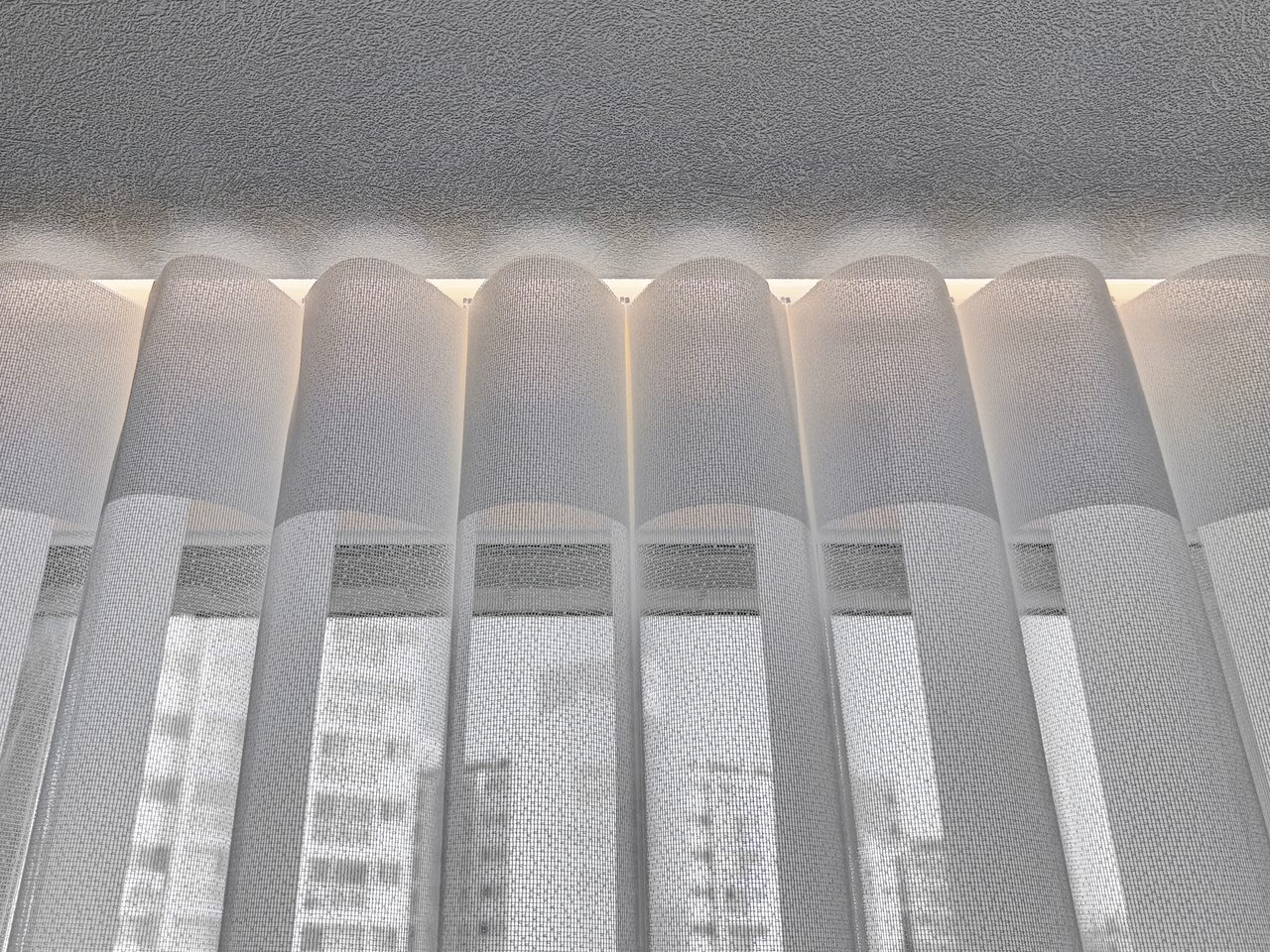 노원구 수락파크빌 유니슬렛 슬림 커튼, 쉬폰 커튼 써니케임홈 시공사례 — 분할 부분 커튼봉 숨김 처리