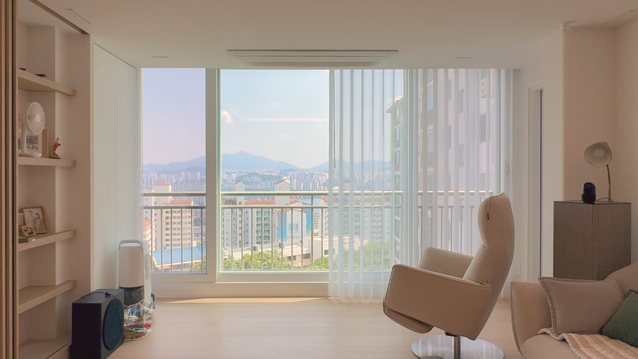 마포구 현대홈타운 유니슬렛 커튼 화이트, 써니케임홈 시공사례 시공